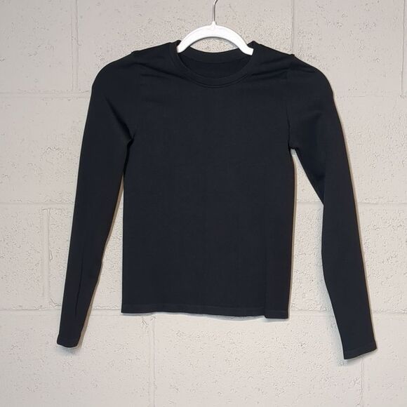 Women's OOQ Ribbed Seamless Bodysuit Style Compression Long Sleeve Shirt Size Sm - Picture 1 of 3